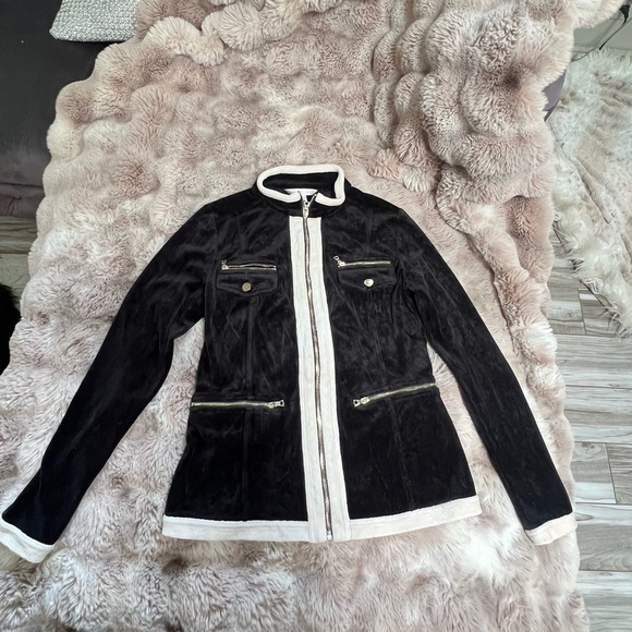 Boston Proper Velour utility jacket, Black and White, XS - Picture 3 of 15